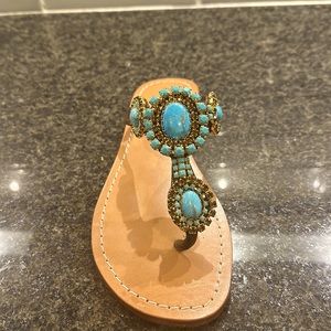 Mystique Turquoise and Gold Sandal
